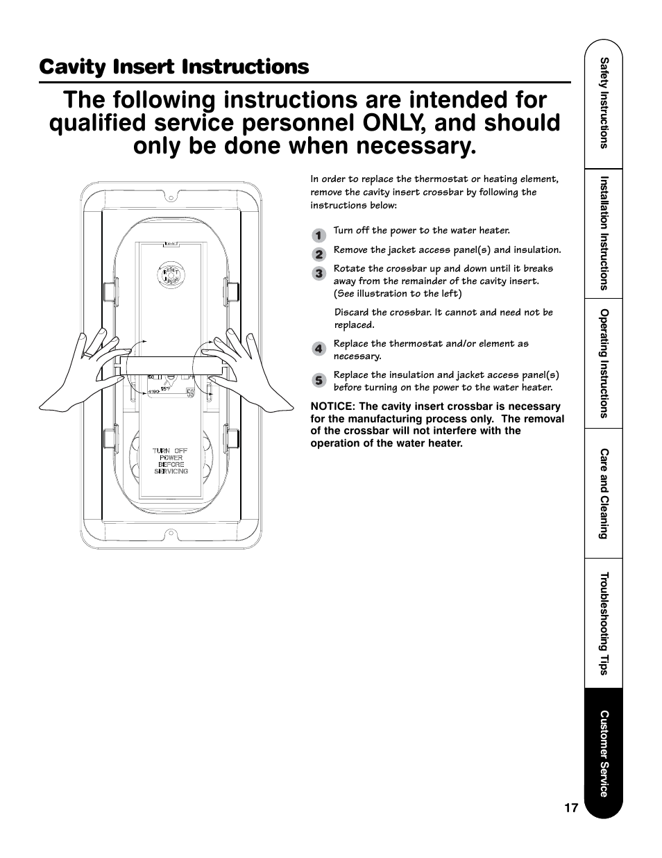 Cavity insert instructions | GE AP12170-4 User Manual | Page 17 / 20