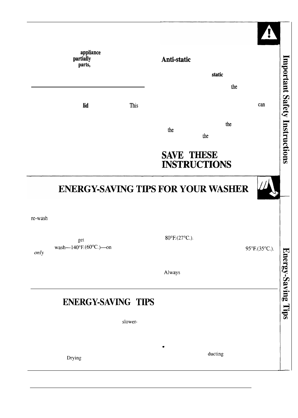 Energy-saving, For your dryer | GE WSM2780R User Manual | Page 5 / 28