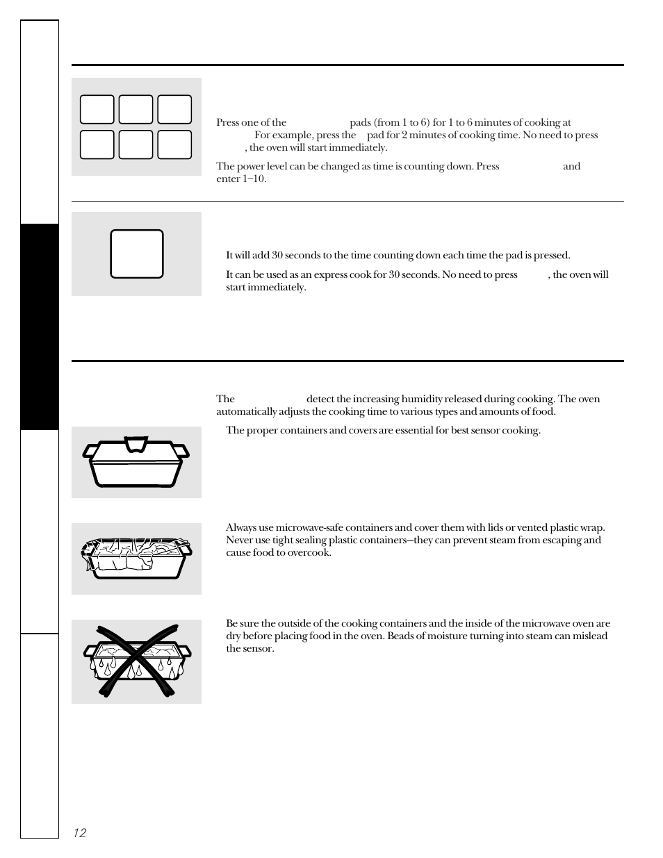 Sensor features, About the time features, About the sensor features | Add 30 sec | GE JE1050 User Manual | Page 12 / 24