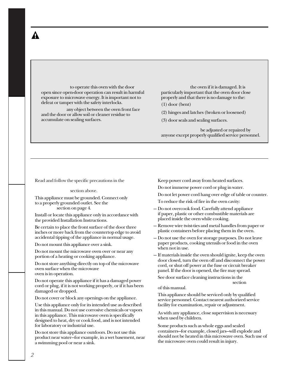 Safety precautions, Important safety instructions, Save these instructions warning | GE JE1050 User Manual | Page 2 / 24