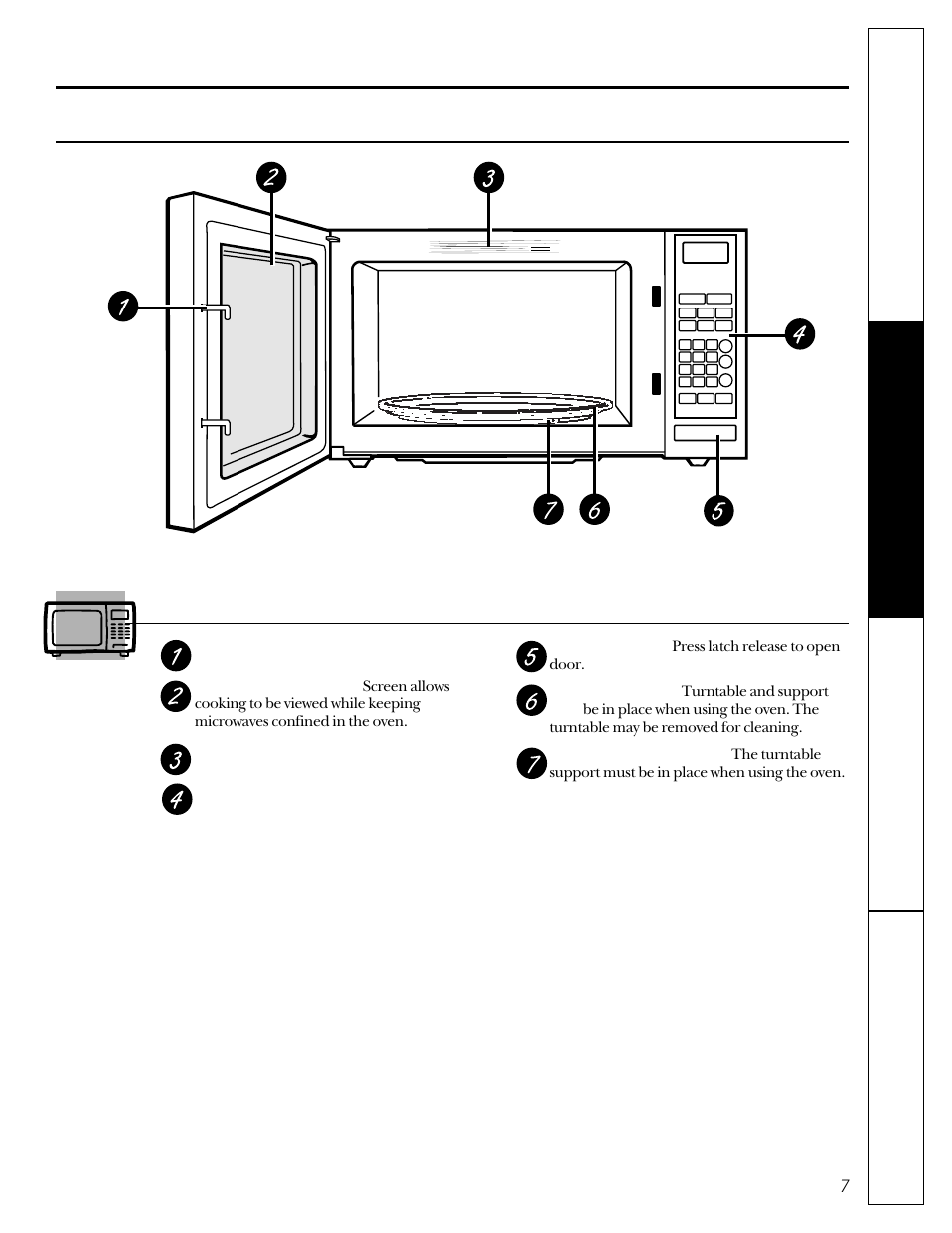 Features of your microwave oven, Features of your microwave oven , 8, About the features of your microwave oven | Features of the oven | GE JE1050 User Manual | Page 7 / 24