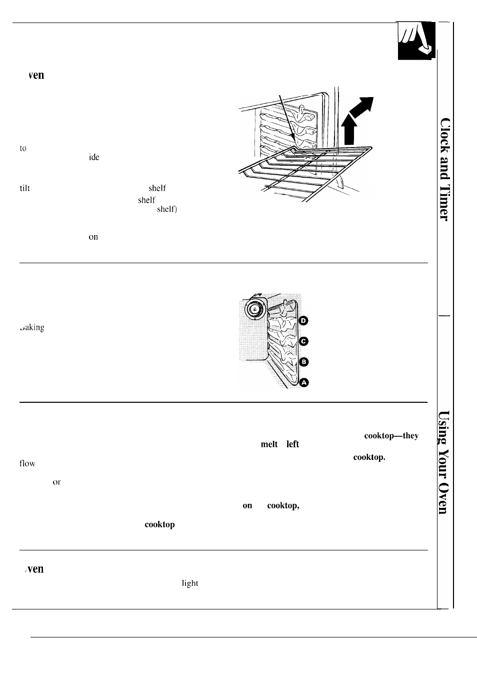Shelves, Shelf positions, Oven vent | Light | GE 164D2966P118 User Manual | Page 11 / 28