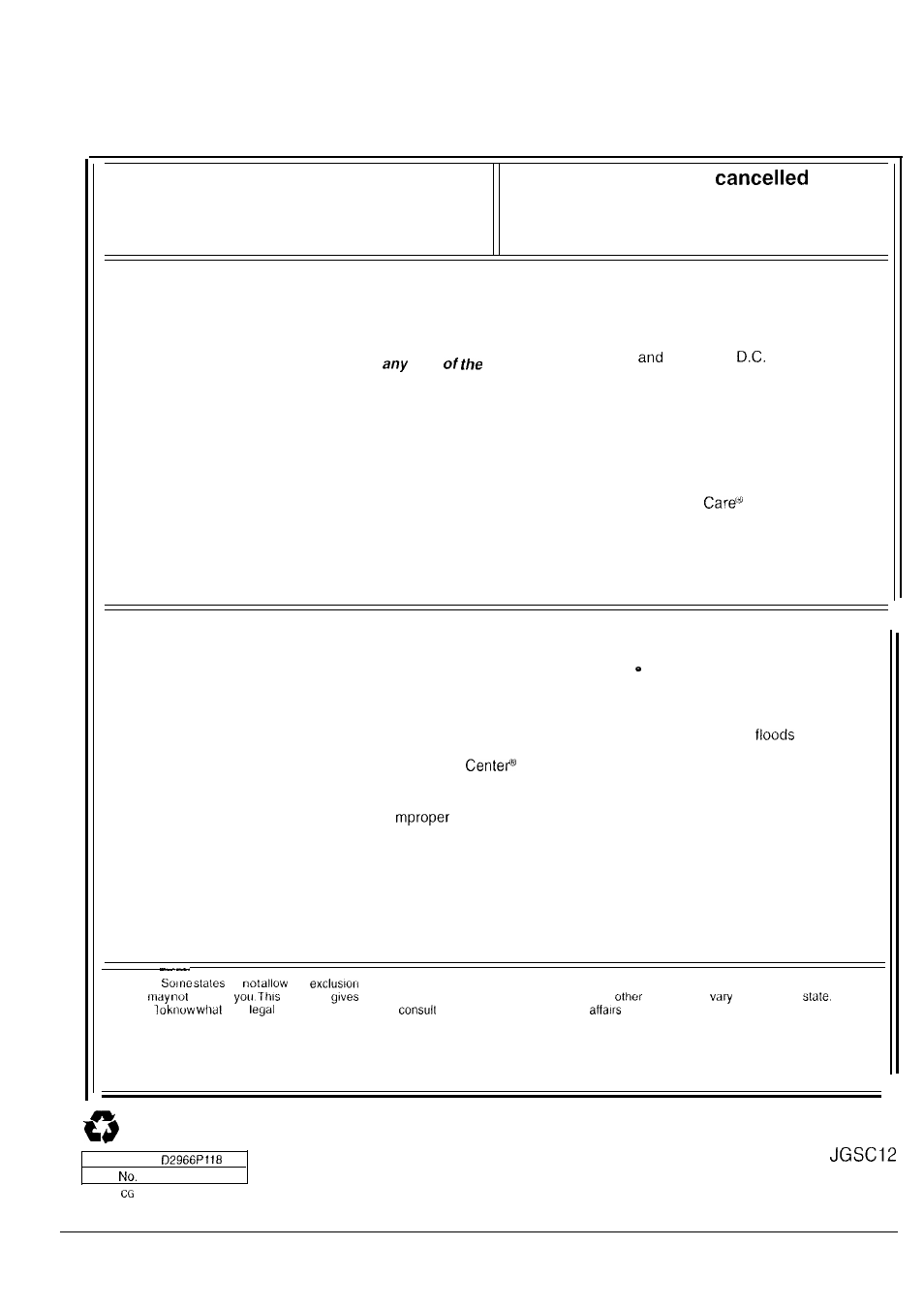 What is not covered | GE 164D2966P118 User Manual | Page 28 / 28