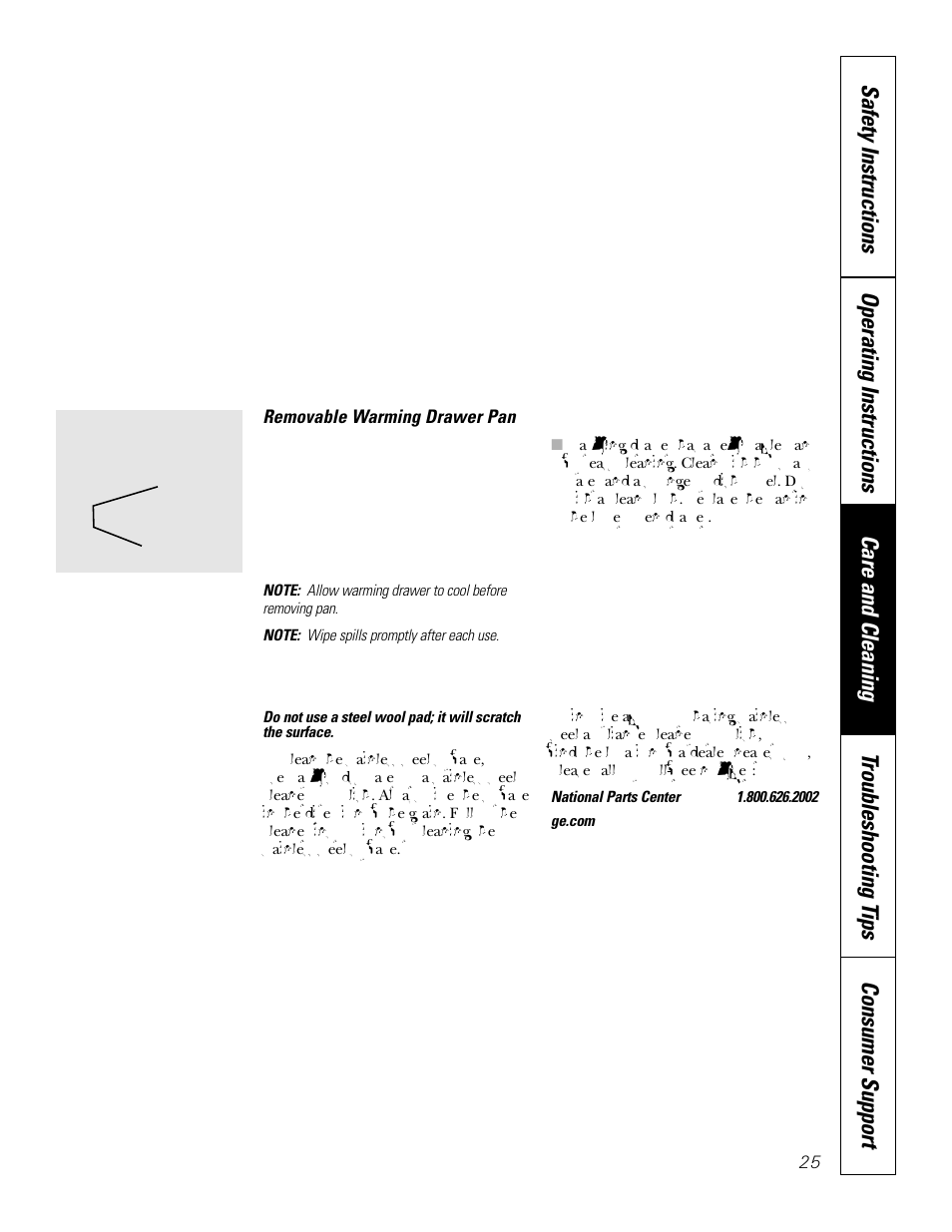 Shelves, Removable warming drawer pan | GE JBP83 User Manual | Page 25 / 40