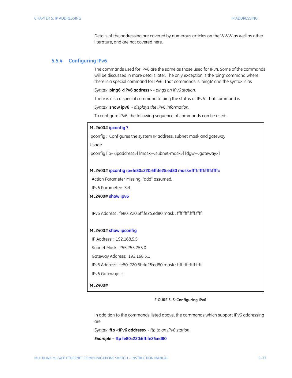 4 configuring ipv6, Onfiguring | GE MULTILINK ML2400 User Manual | Page 105 / 346