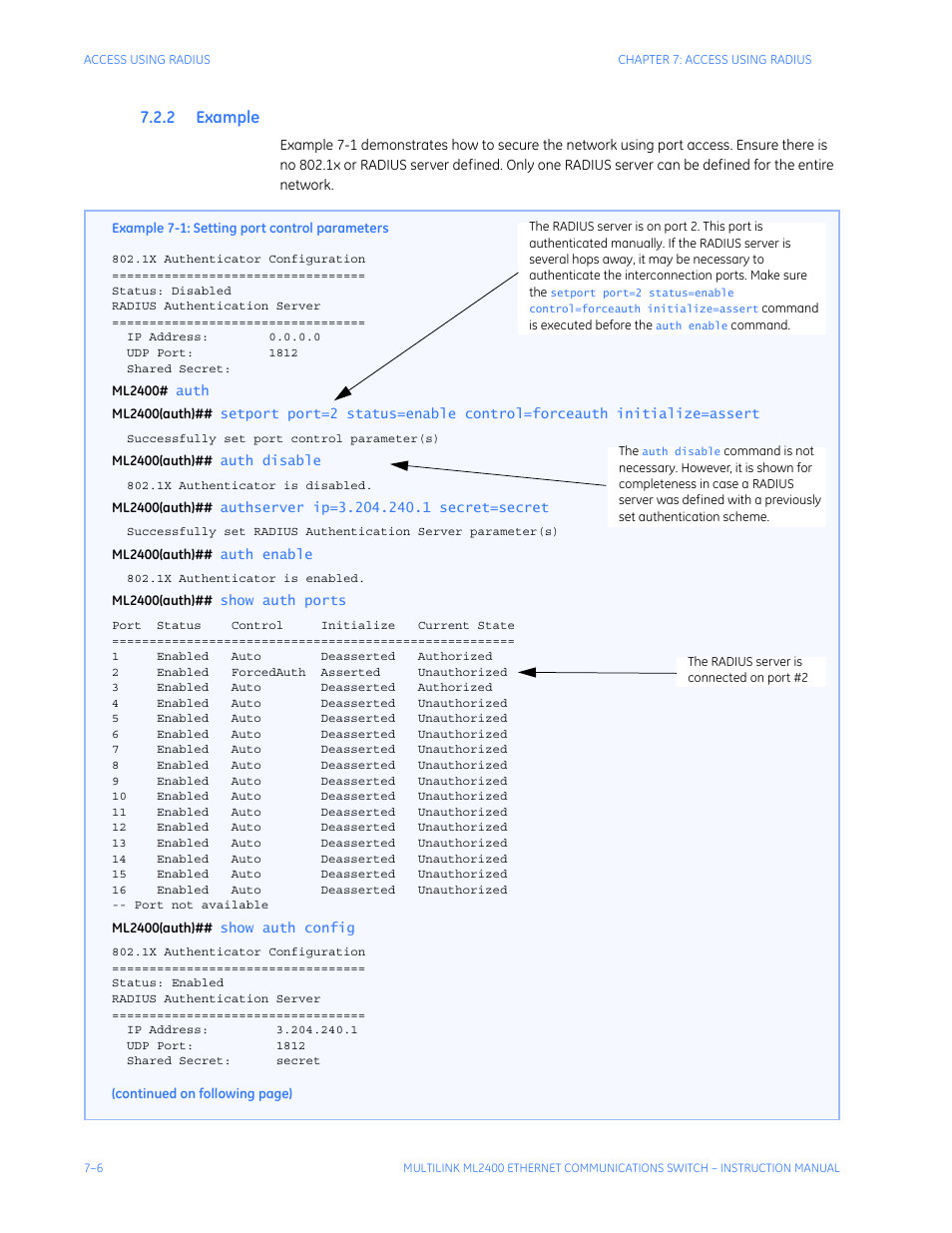 2 example, Xample | GE MULTILINK ML2400 User Manual | Page 130 / 346