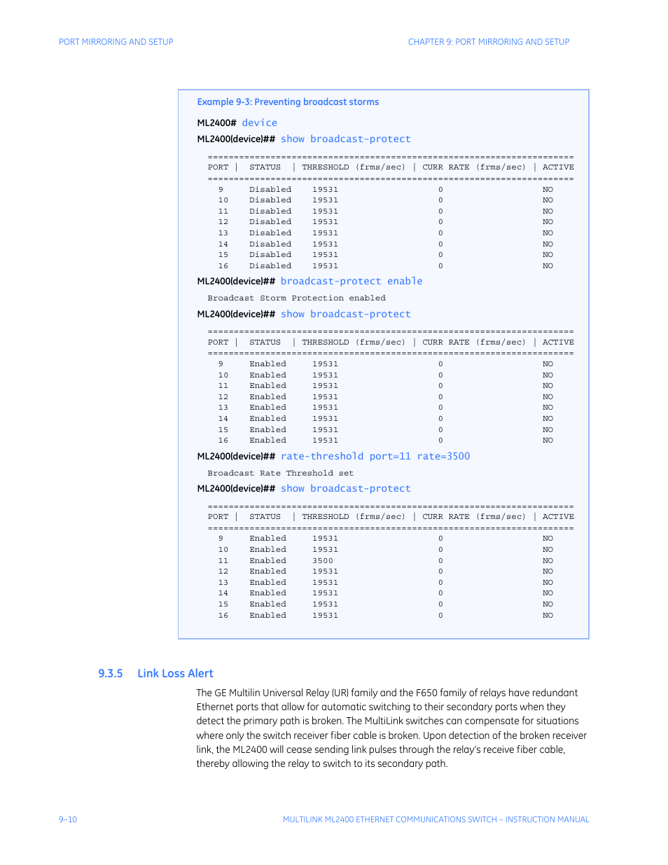 5 link loss alert, Lert | GE MULTILINK ML2400 User Manual | Page 156 / 346