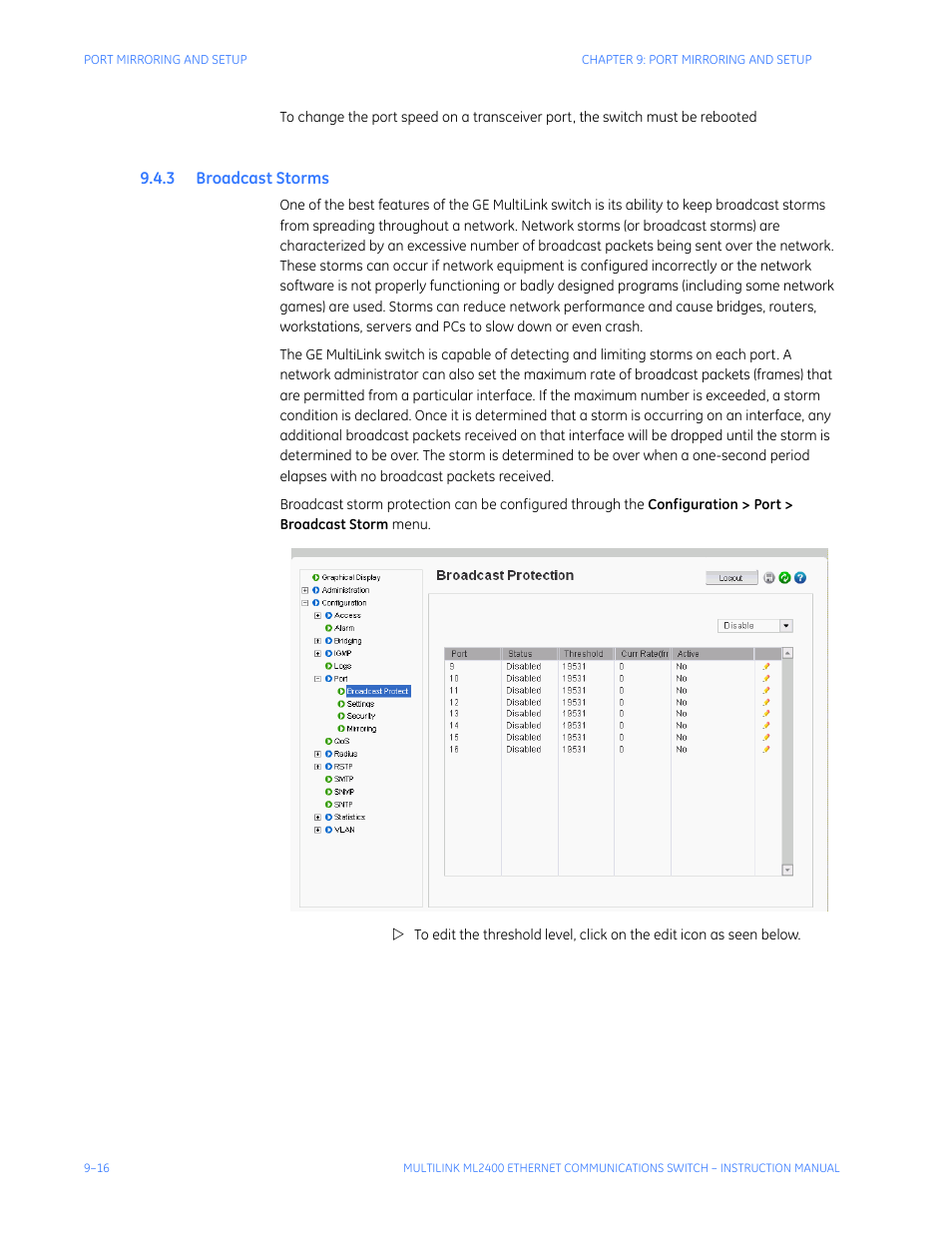 3 broadcast storms, Roadcast, Torms | GE MULTILINK ML2400 User Manual | Page 162 / 346