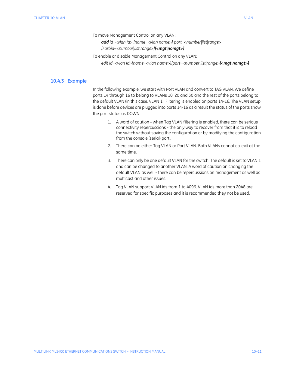 3 example, Xample | GE MULTILINK ML2400 User Manual | Page 175 / 346