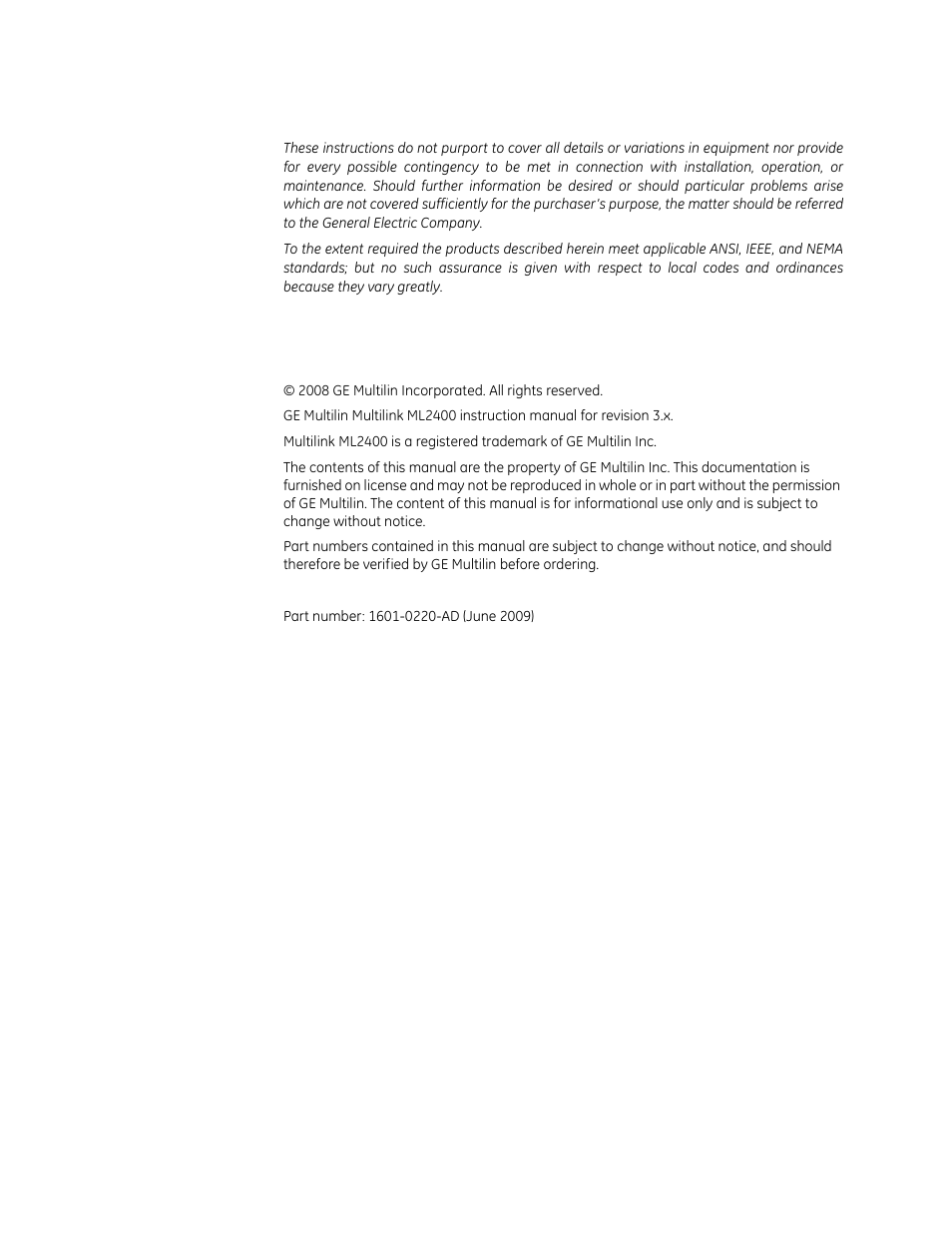 GE MULTILINK ML2400 User Manual | Page 2 / 346