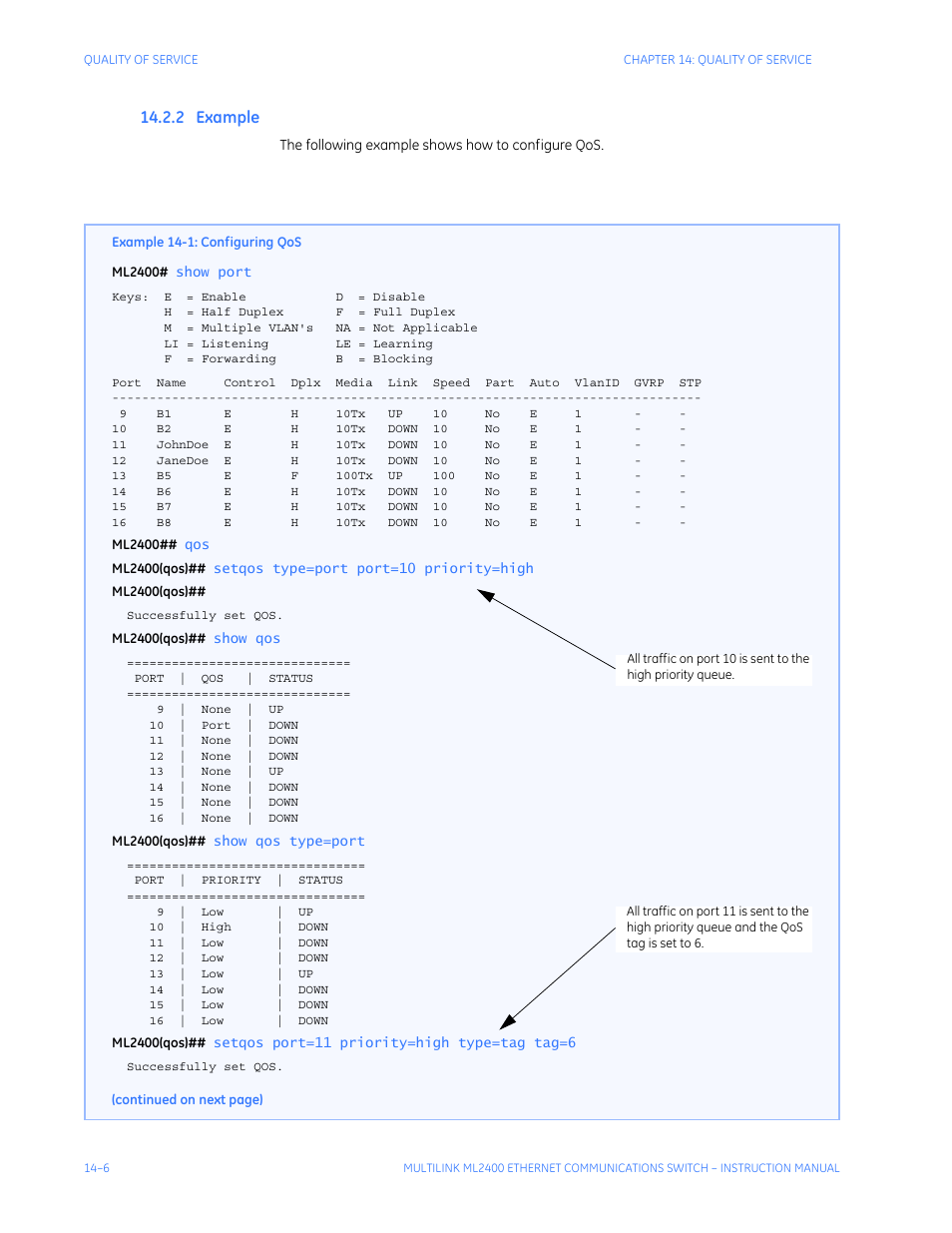2 example, Xample | GE MULTILINK ML2400 User Manual | Page 240 / 346