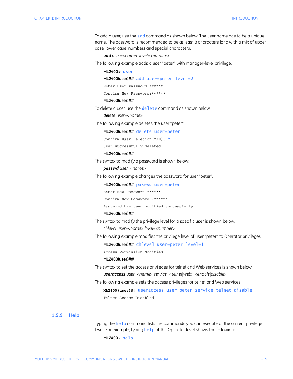 9 help | GE MULTILINK ML2400 User Manual | Page 25 / 346