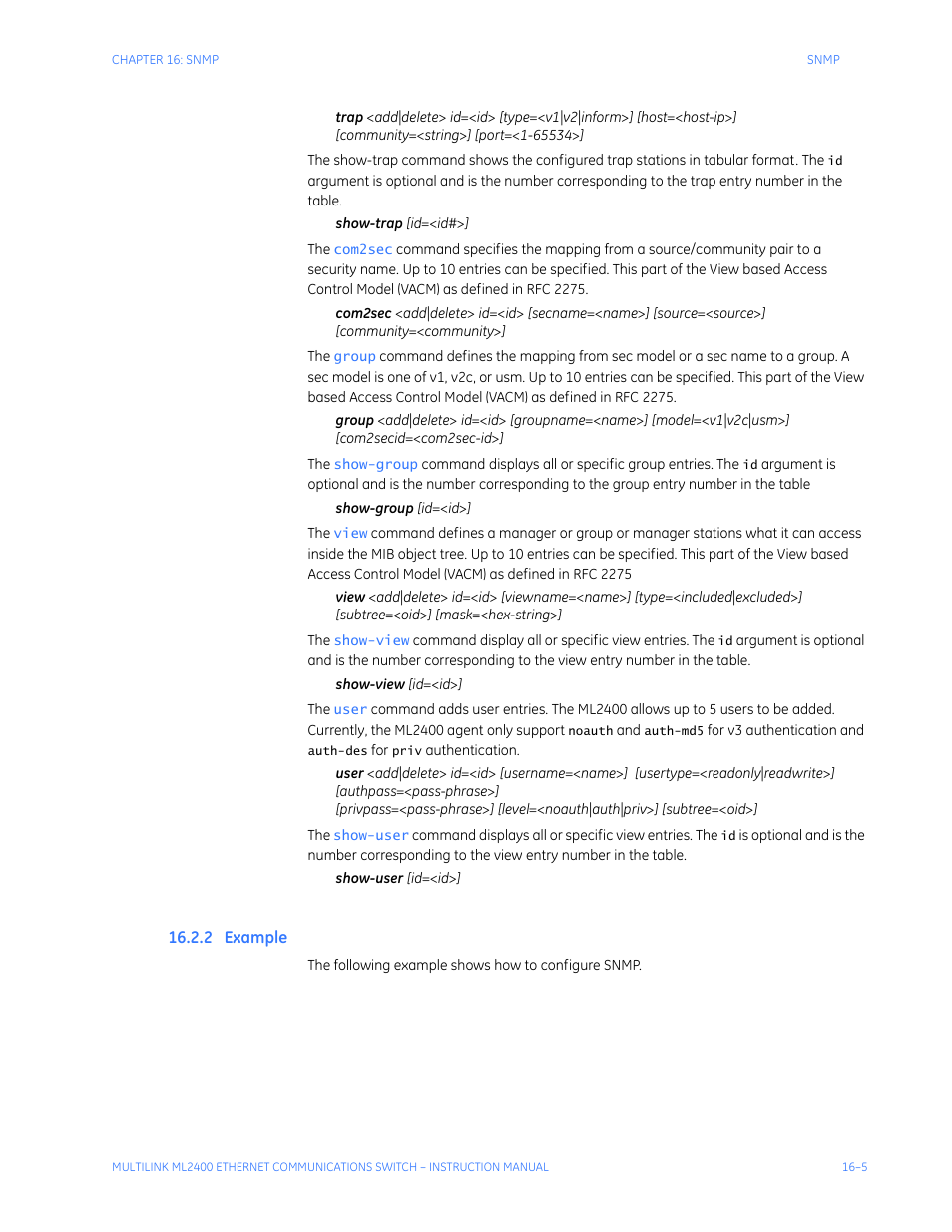 2 example, Xample | GE MULTILINK ML2400 User Manual | Page 263 / 346