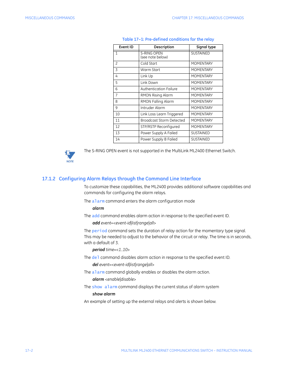 Onfiguring, Larm, Elays | Through, Ommand, Nterface | GE MULTILINK ML2400 User Manual | Page 274 / 346