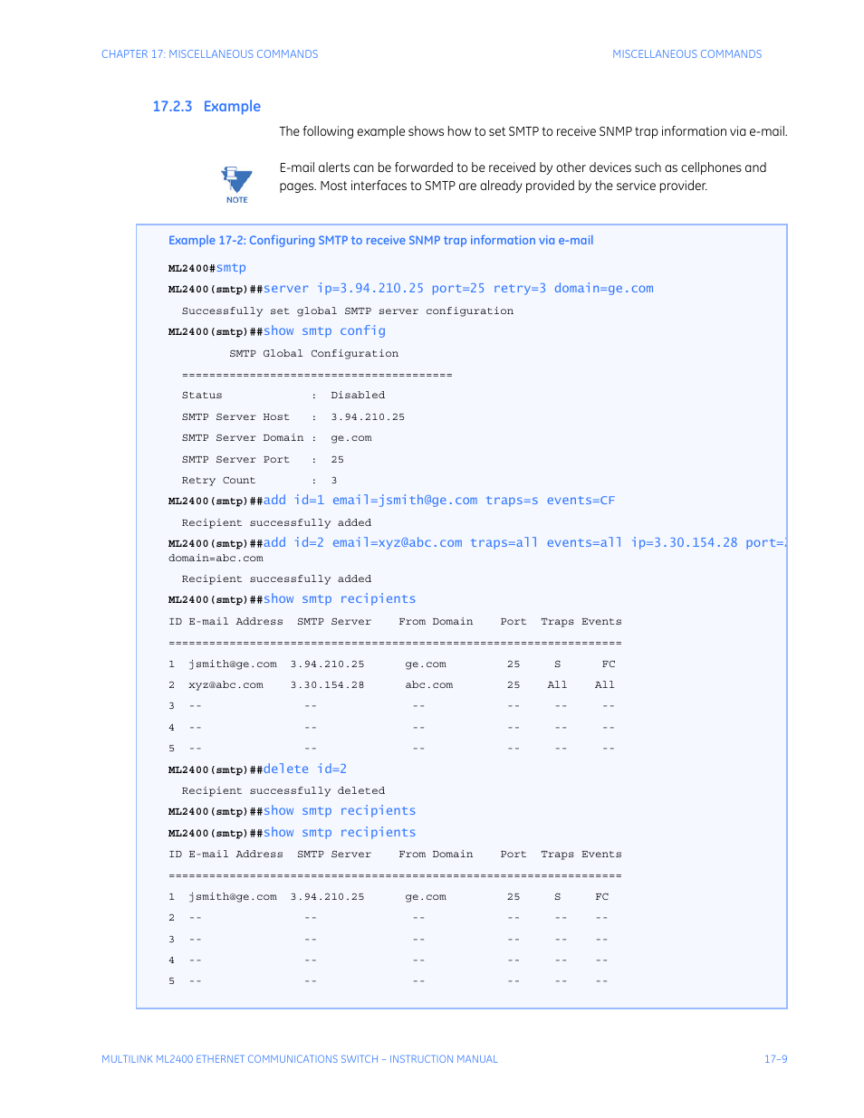 3 example, Xample | GE MULTILINK ML2400 User Manual | Page 281 / 346