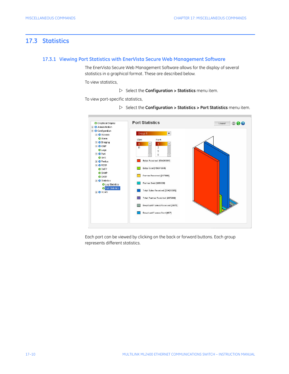 3 statistics, Statistics -10, Iewing | Tatistics, With, Ista, Ecure, Anagement, Oftware | GE MULTILINK ML2400 User Manual | Page 282 / 346