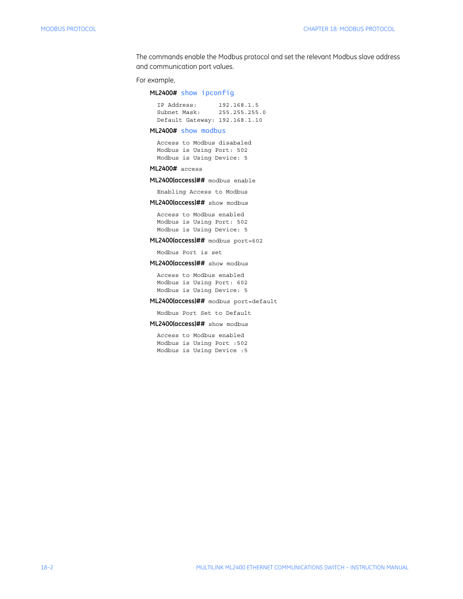 GE MULTILINK ML2400 User Manual | Page 300 / 346