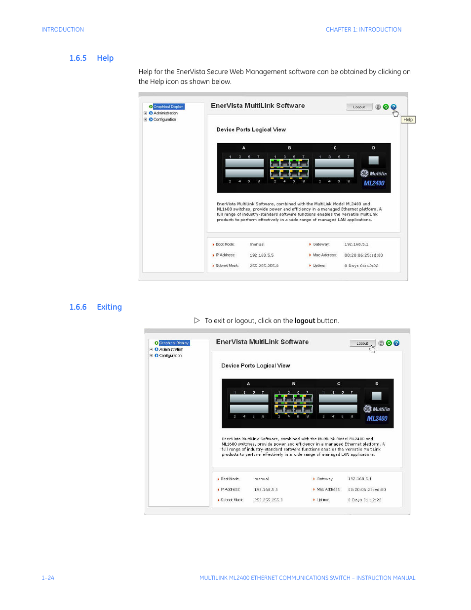 5 help, 6 exiting, Xiting | GE MULTILINK ML2400 User Manual | Page 34 / 346