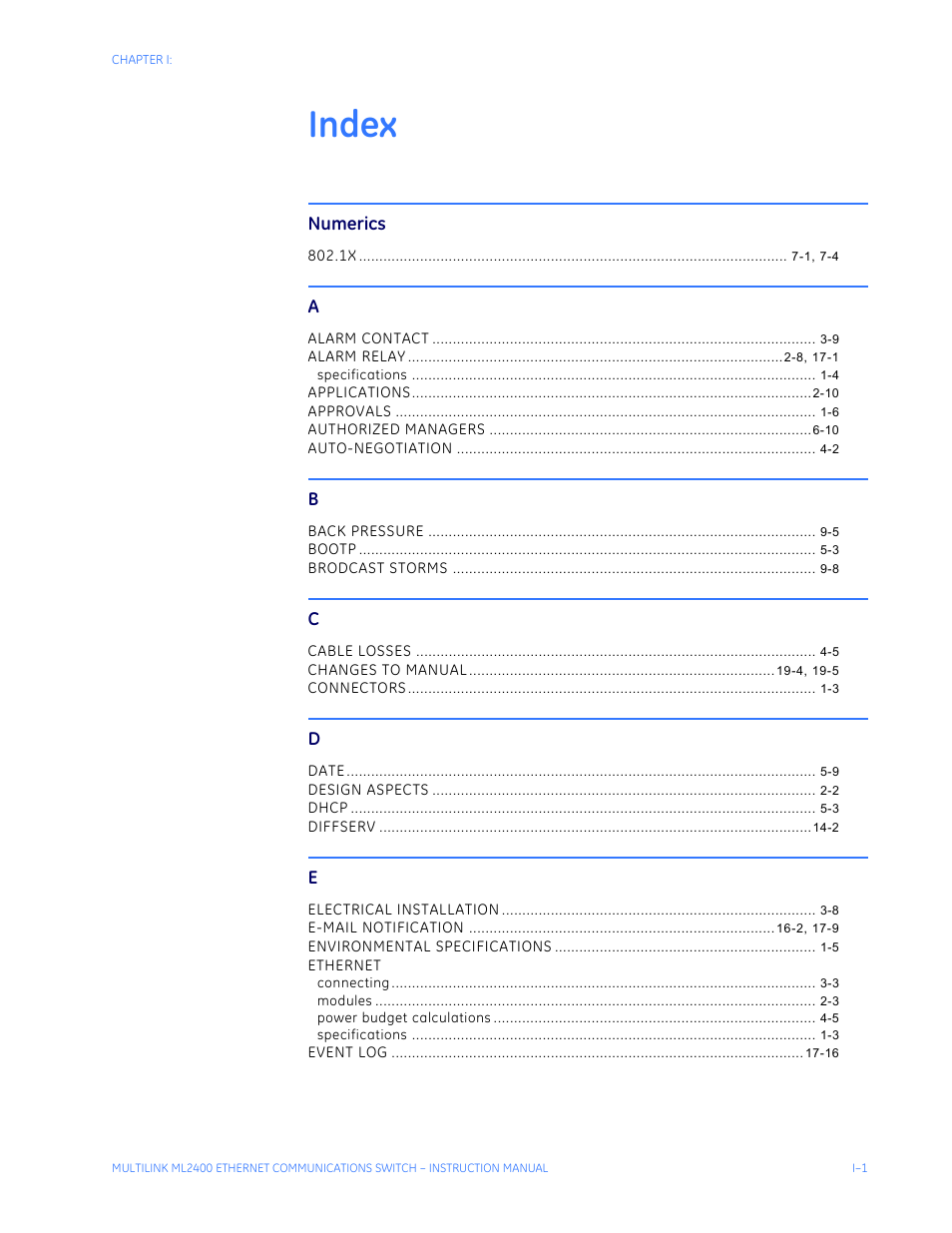 Numerics, Index | GE MULTILINK ML2400 User Manual | Page 343 / 346