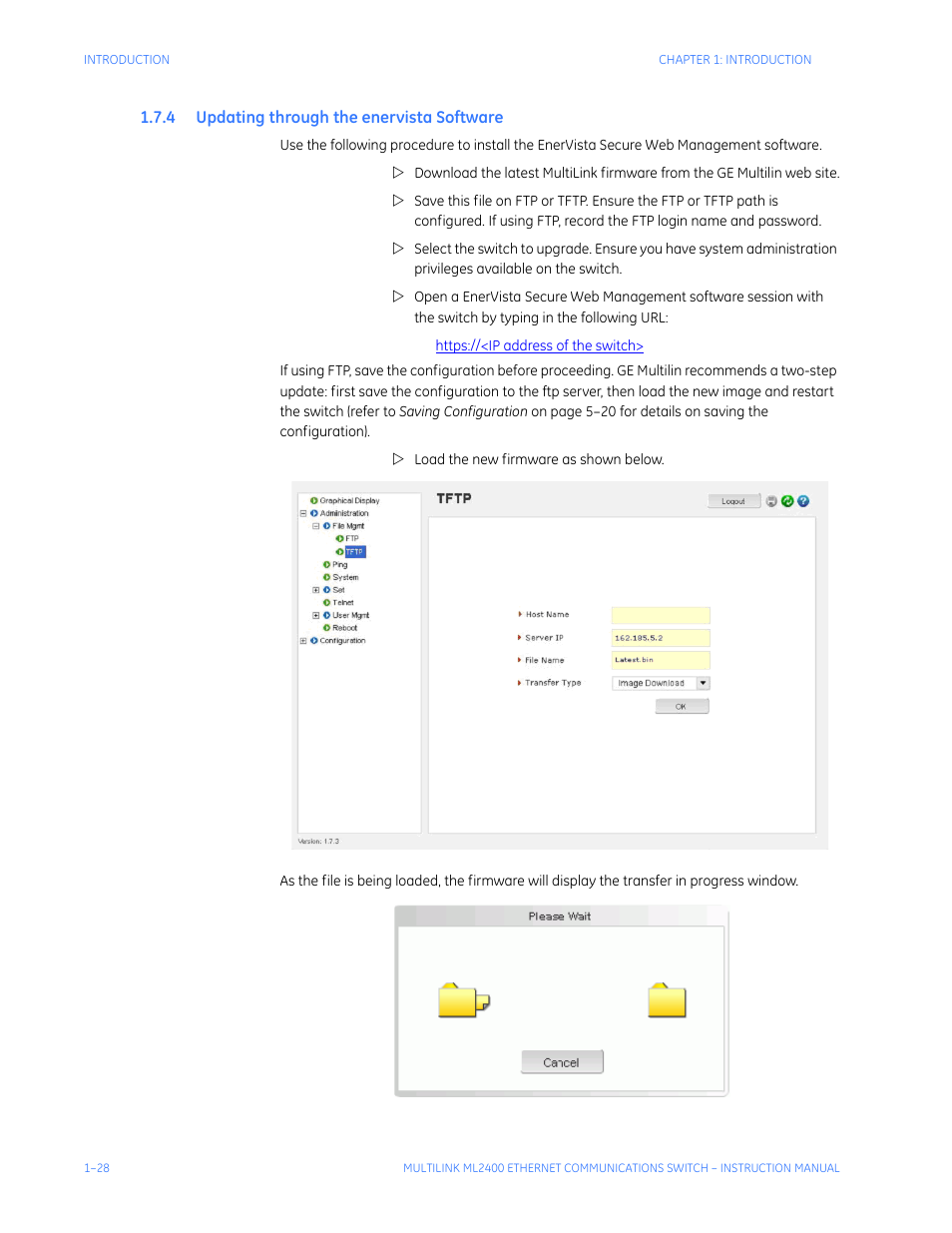 4 updating through the enervista software, Pdating, Through | Enervista, Oftware | GE MULTILINK ML2400 User Manual | Page 38 / 346