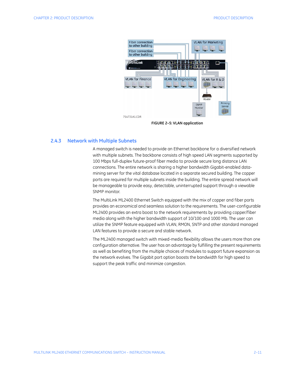 3 network with multiple subnets, Etwork, With | Ultiple, Ubnets | GE MULTILINK ML2400 User Manual | Page 51 / 346