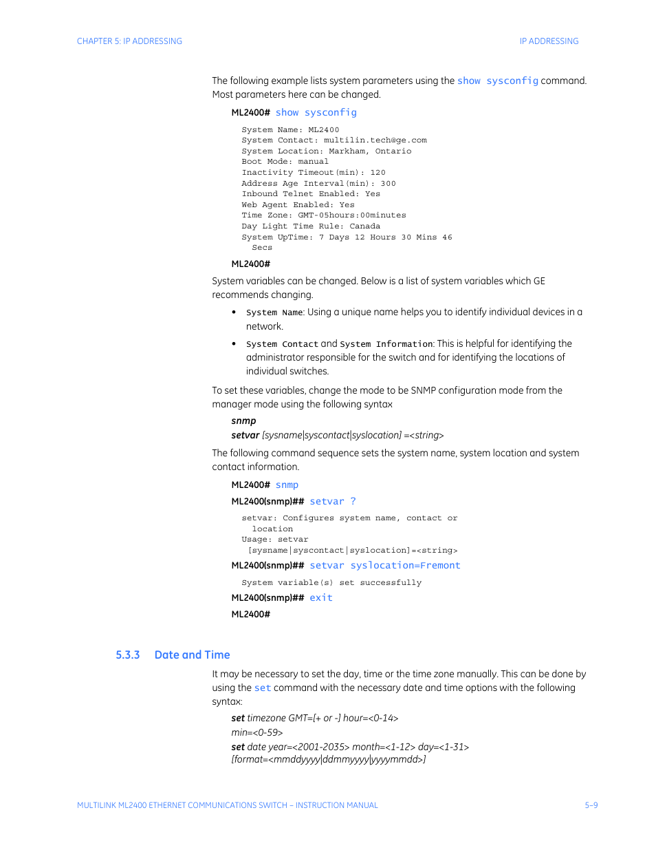 3 date and time | GE MULTILINK ML2400 User Manual | Page 81 / 346
