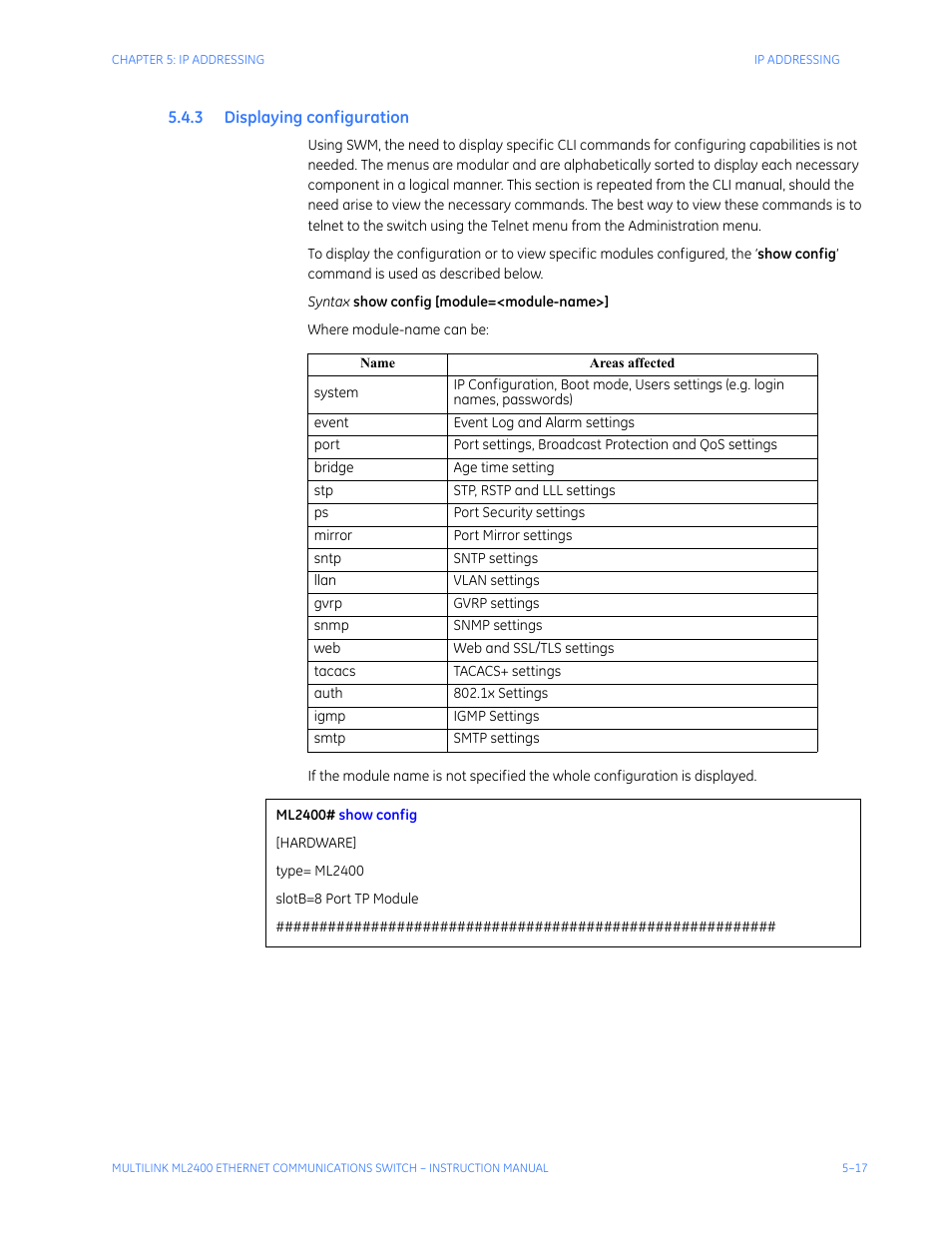 3 displaying configuration, Isplaying, Configuration | GE MULTILINK ML2400 User Manual | Page 89 / 346