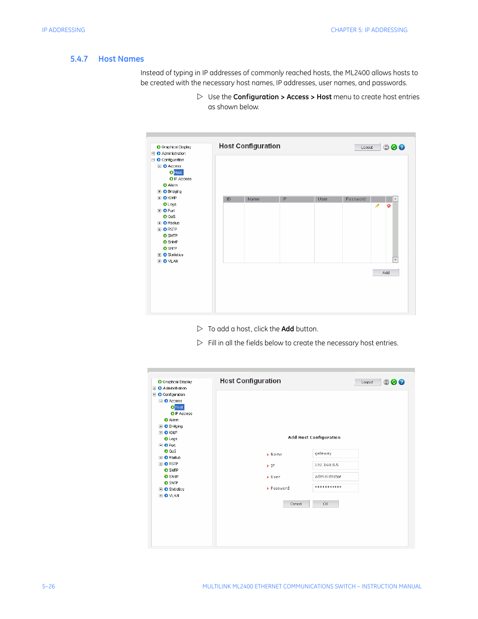 7 host names, Ames | GE MULTILINK ML2400 User Manual | Page 98 / 346