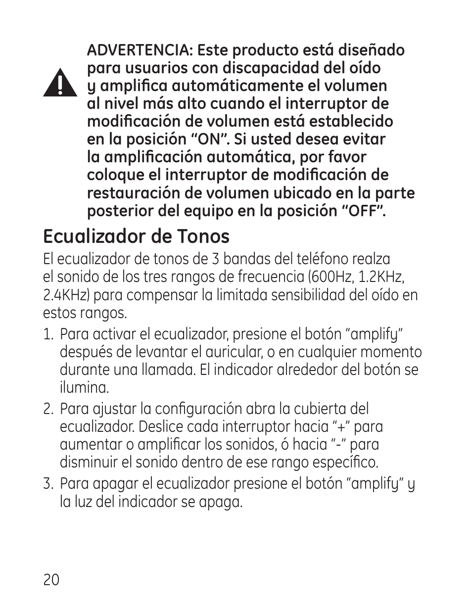 Ecualizador de tonos | GE 958 User Manual | Page 56 / 72