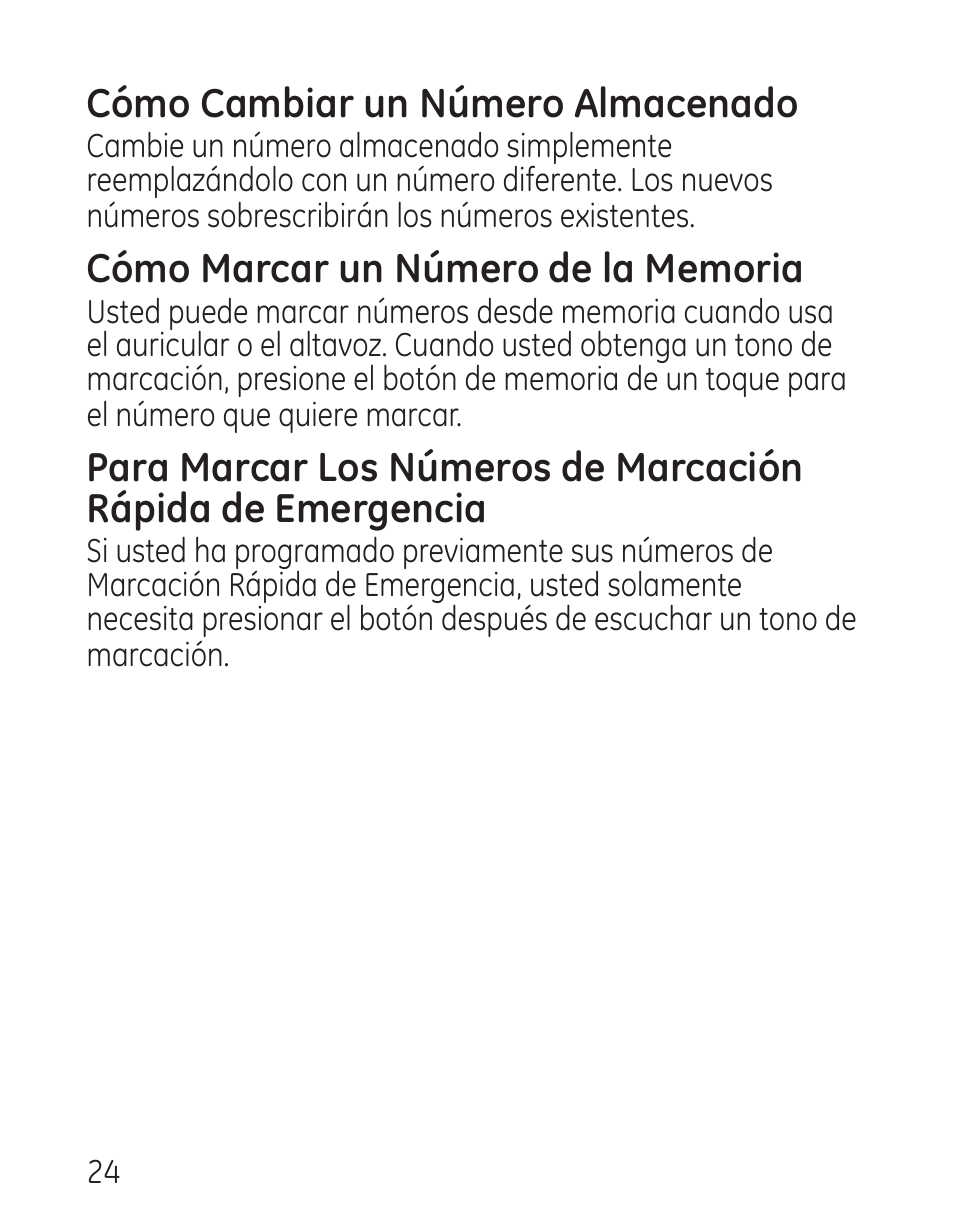 Cómo cambiar un número almacenado | GE 958 User Manual | Page 60 / 72