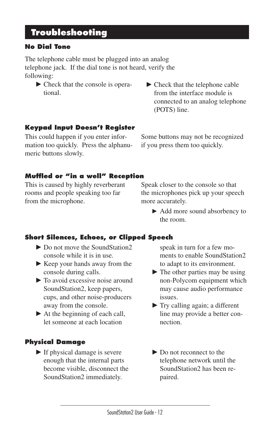 Troubleshooting | GE SoundStation2 User Manual | Page 12 / 22
