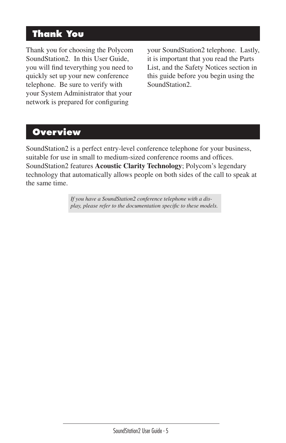 Overview | GE SoundStation2 User Manual | Page 5 / 22