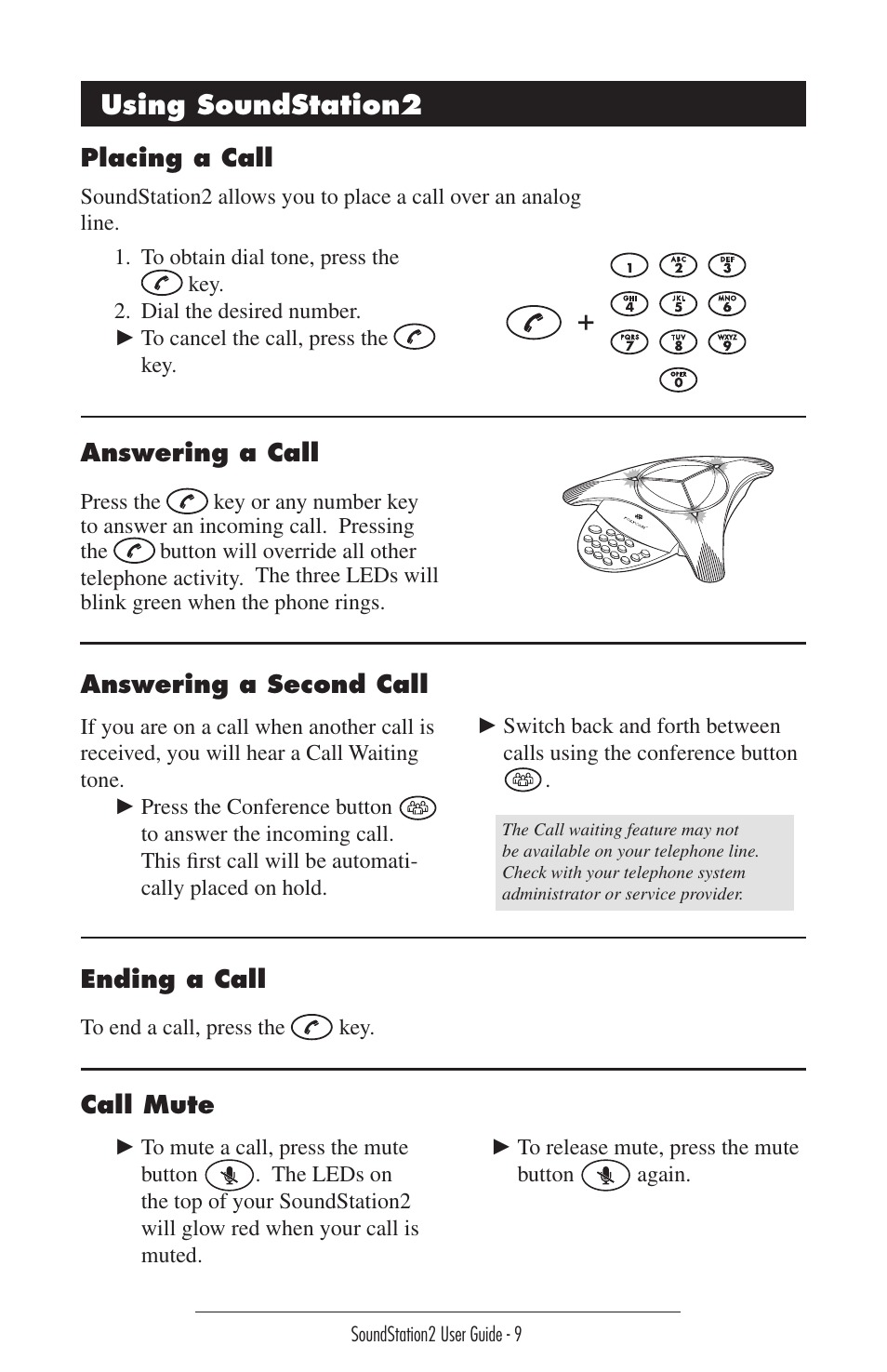 Using soundstation2 | GE SoundStation2 User Manual | Page 9 / 22