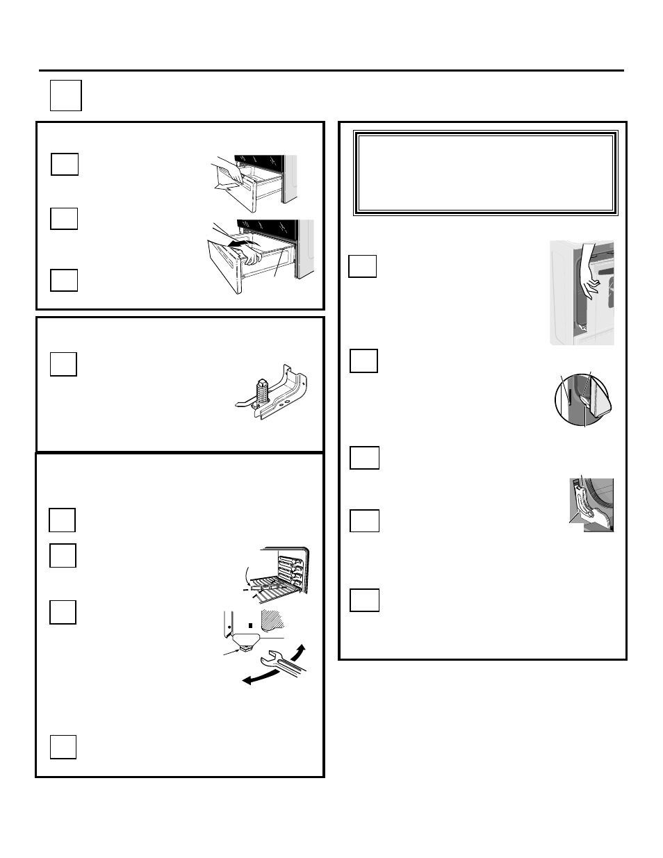 Installation instructions, Installing the range, Final check of the anti-tip bracket | Storage drawer removal, Level the range, Replacing the oven door | GE 229C4053P447-3 1 User Manual | Page 9 / 12