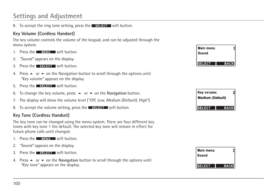 Settings and adjustment | GE 25450 User Manual | Page 100 / 124