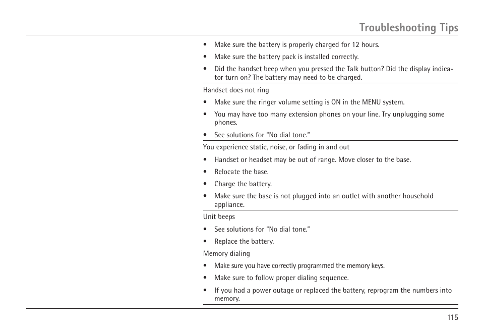 Troubleshooting tips | GE 25450 User Manual | Page 115 / 124
