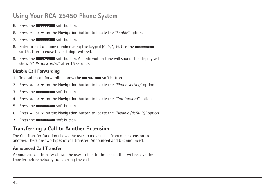 Transferring a call to another extension | GE 25450 User Manual | Page 42 / 124