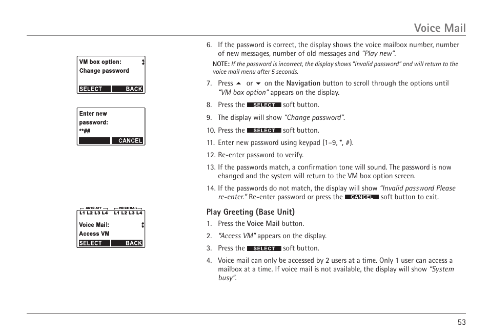 Voice mail | GE 25450 User Manual | Page 53 / 124