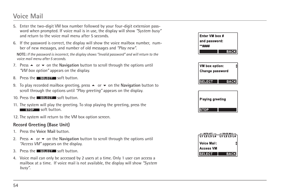 Voice mail | GE 25450 User Manual | Page 54 / 124