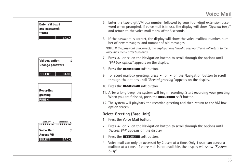 Voice mail | GE 25450 User Manual | Page 55 / 124