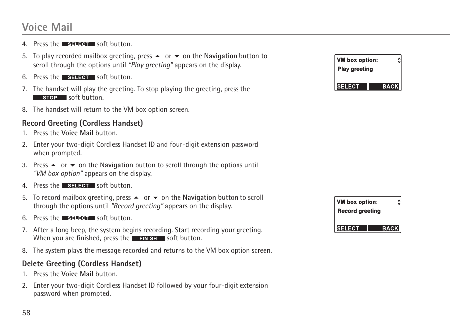 Voice mail | GE 25450 User Manual | Page 58 / 124