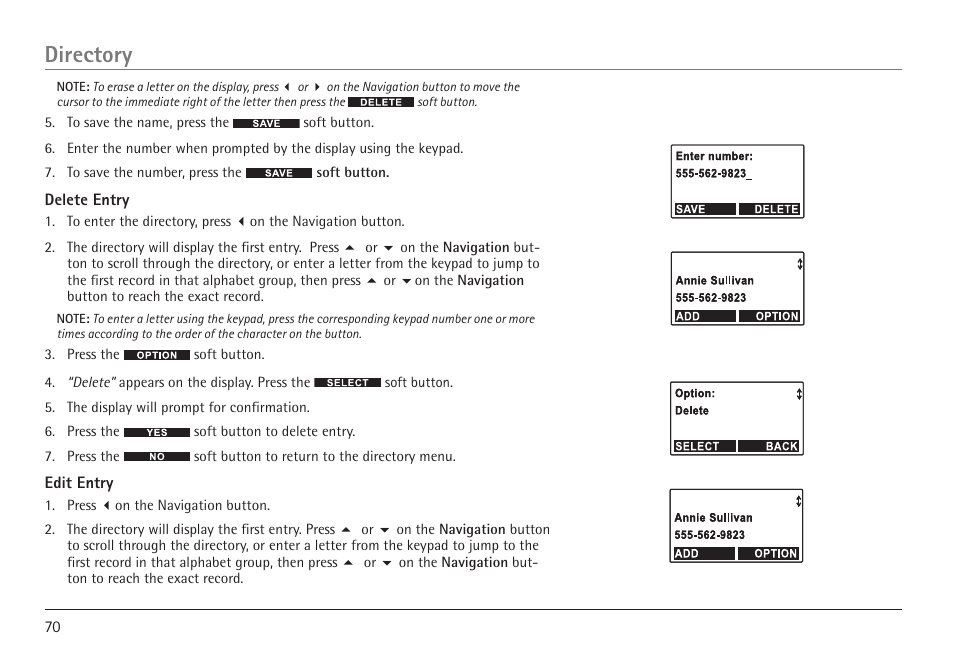 Directory | GE 25450 User Manual | Page 70 / 124