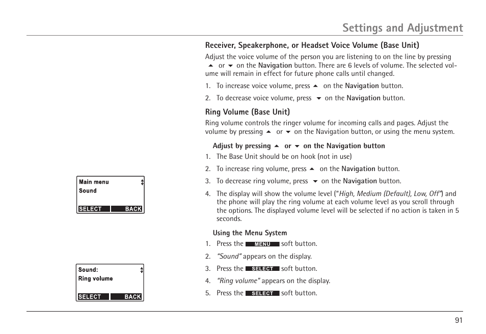 Settings and adjustment | GE 25450 User Manual | Page 91 / 124