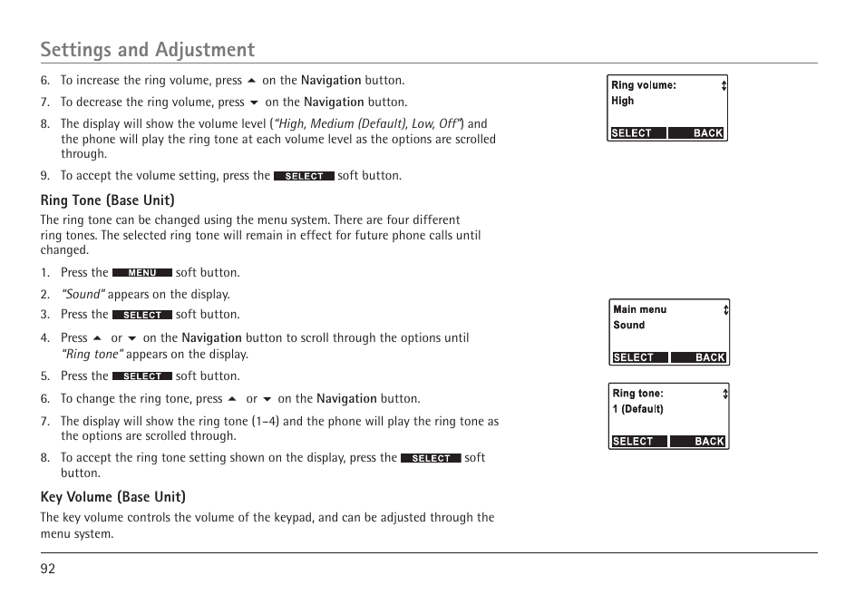 Settings and adjustment | GE 25450 User Manual | Page 92 / 124