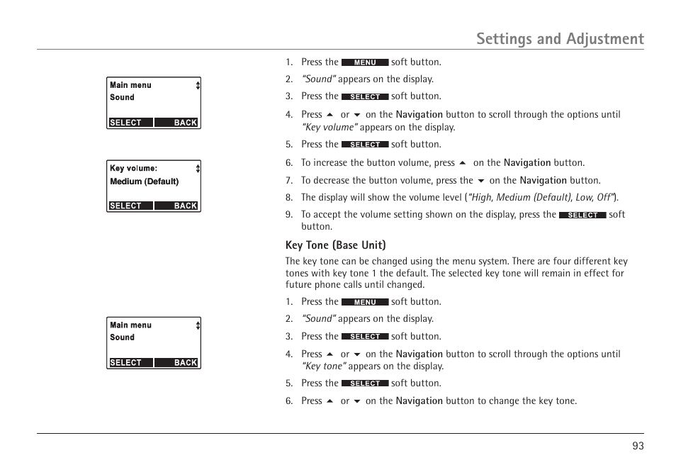 Settings and adjustment | GE 25450 User Manual | Page 93 / 124