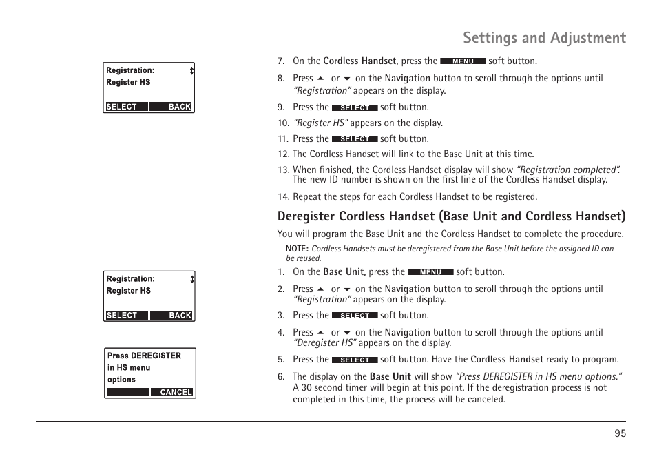 Settings and adjustment | GE 25450 User Manual | Page 95 / 124
