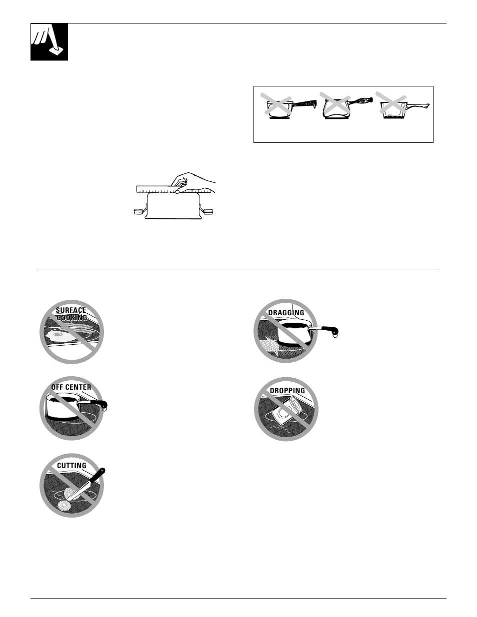 12 surface cookware tips, How to check pan performance, Special cautions for glass cooktops | GE 49-8726 User Manual | Page 12 / 44