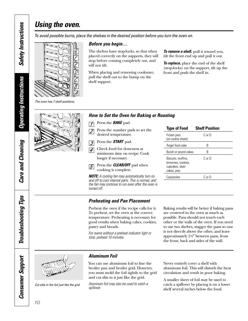 Oven, Oven , 11, Using the oven | GE JT912 User Manual | Page 10 / 32