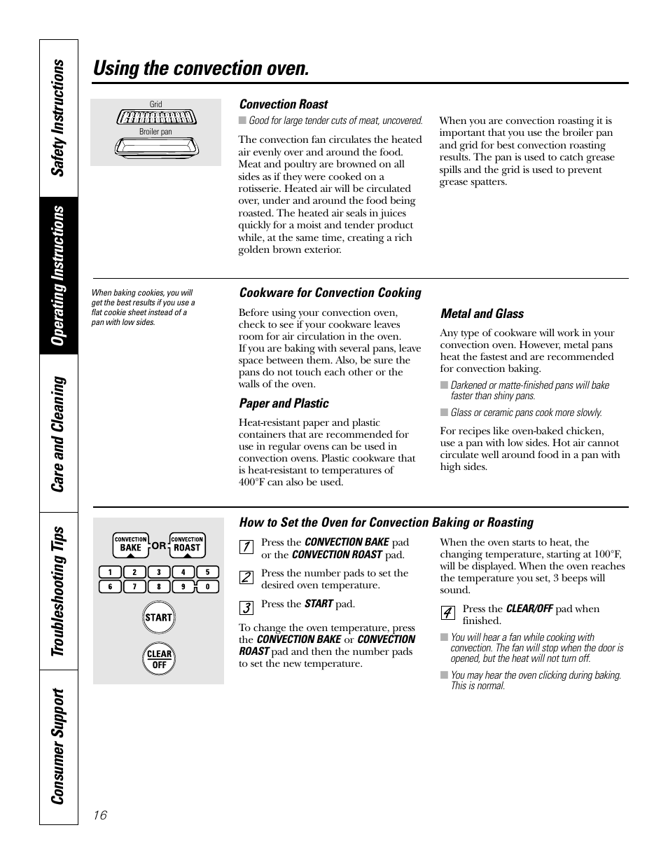 Using the convection oven | GE JT912 User Manual | Page 16 / 32
