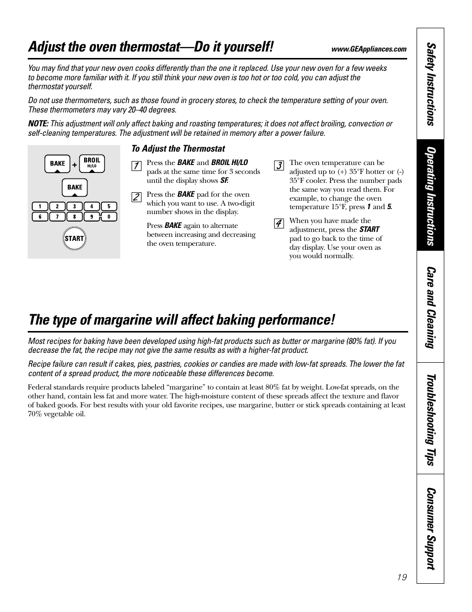 Thermostat, Adjust the oven thermostat—do it yourself | GE JT912 User Manual | Page 19 / 32